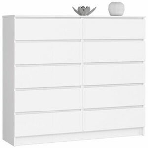 Ak furniture Komoda Kuba 140 cm 10 šuplíků bílá